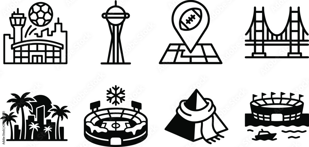 Fototapeta premium Travel and Tourism Outline Icon Collection for Web and Mobile Design