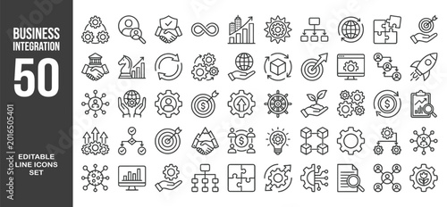 Schilderij op canvas Business Integration icon set