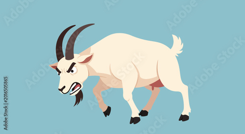 Konstfotografi Angry Goat Illustration - Aggressive Barnyard Animal