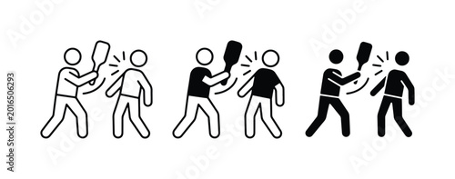 Foto Violence icons, conflict symbols, aggression, fighting, hitting, protest, social