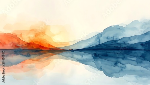 Abstract watercolor landscape with blended colors