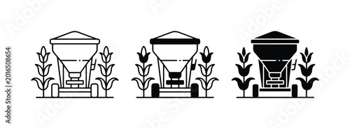 Photos Agricultural Spreader Icon Set, Farm Equipment Vector Graphics, Fertilizer Sprea