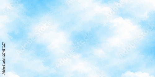 Tableau sur toile A beautiful bright blue summer sky background filled with fluffy white cumulus c