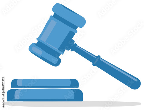 Blue Judge Gavel and Sound Block Justice Icon Illustration