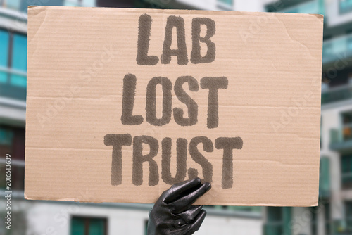 Konstfotografi "Lab Lost Trust" Laboratory science loses public trust when it visibly serves political masters