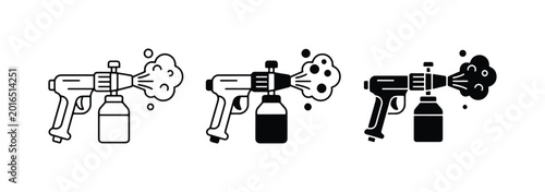 Bild auf Leinwand Pest Control Spray Gun Icons, Insecticide Sprayer Vector Set, Chemical Fogger To