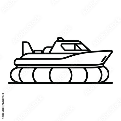 Foto Minimalist black and white line art vector of a hovercraft vehicle for amphibiou