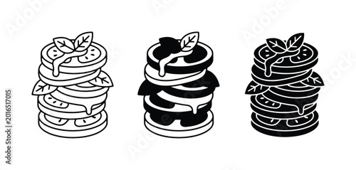 Fotografía Stacked Eggplant Parmesan Icons, Italian Cuisine Vector Art, Food Illustration S
