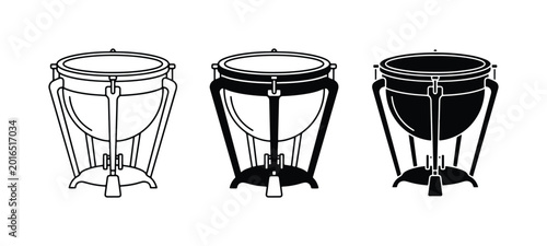 Fotografie Timpani Drums Vector Set, Orchestral Percussion Instruments, Classical Music Ico