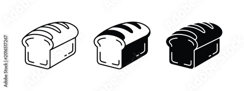 Fotografía Minimalist bread loaf icons, black and white bakery vector set, fresh wheat brea