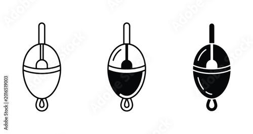 Photos Fishing Floats, Bobbers, Buoys: Simple Line Art, Silhouette, and Filled Icons fo