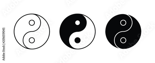 Tableau sur toile Yin Yang Symbols, Balance Icons, Taoism Philosophy, Harmony Concepts, Black and