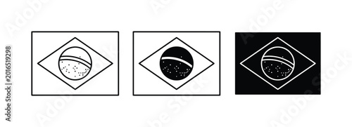 Fotografie Brazil Flag Icons, National Symbol Vector Graphics, South America Country Emblem
