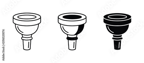 Schilderij op canvas Brass Instrument Mouthpiece Icons, Vector Set, Musical Equipment Symbols