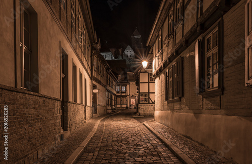 Historic city of Qedlinburg at night