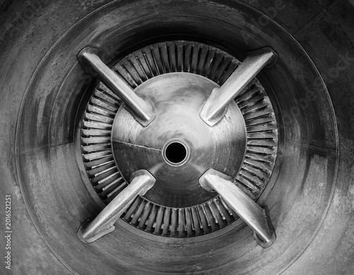 jet engine fan of a historic fighter plane 