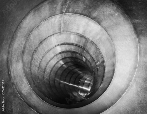 interior of a stainless steel slide