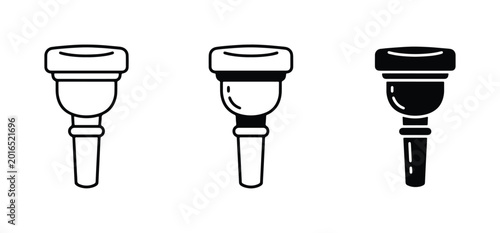 Quadro su tela Brass Instrument Mouthpiece Vector Icons: Line Art, Outline, Silhouette, Music A