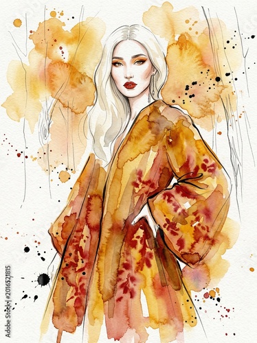 girl in autumn fashion illustration