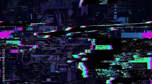 Abstract digital glitch screen with colors and noise abstract distortion corruption technology background