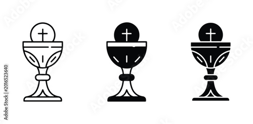 Cuadro en lienzo Christian Communion Chalice Icons, Holy Eucharist Symbols, Religious Sacrament V