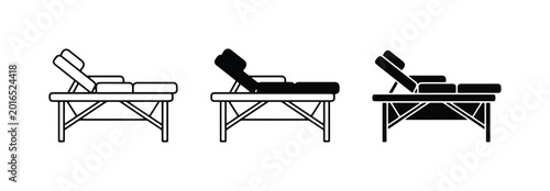 Obraz na płótnie Massage Table Icons, Spa Bed Vector Set, Wellness Furniture Illustrations