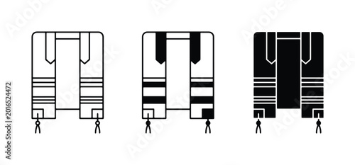 Foto Tallit Prayer Shawl Icons, Jewish Religious Symbol, Traditional Garment Vector S