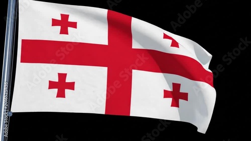Flag of georgia waving against a black background