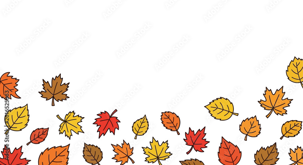 Obraz premium Autumn leaves pattern with colorful foliage on white background