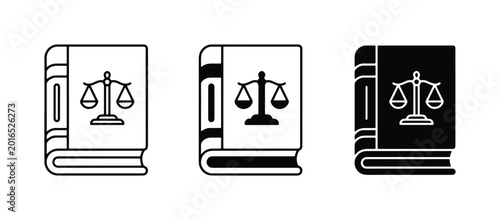 Schilderij op canvas Law Books Vector Icons, Legal Justice Scales Symbol, Justice and Law Concepts