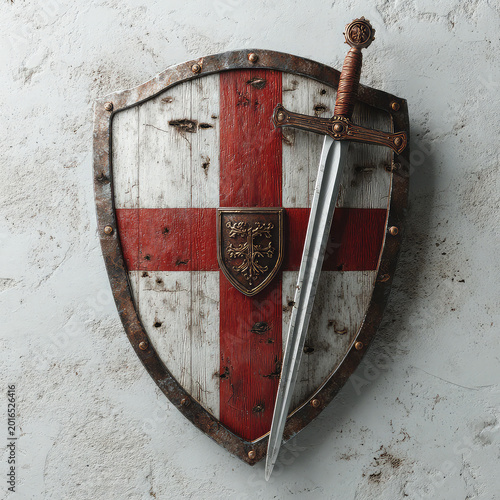medieval shield with swords