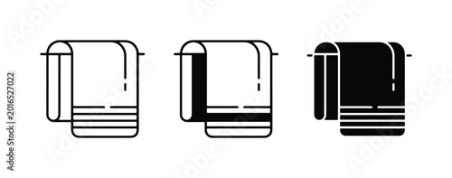 Photography Towel Icons, Bathroom Accessories, Clean Fabric, Vector Set