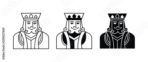 Tableau sur toile King Playing Card Icons, Royalty and Gambling Symbols, Vector Graphics