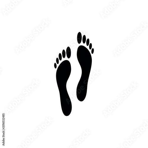 Tableau sur toile Simple and clean illustration of black human footprints isolated on a white background