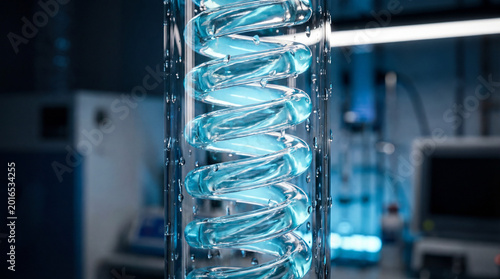 Glass condenser column with spiral internal coil