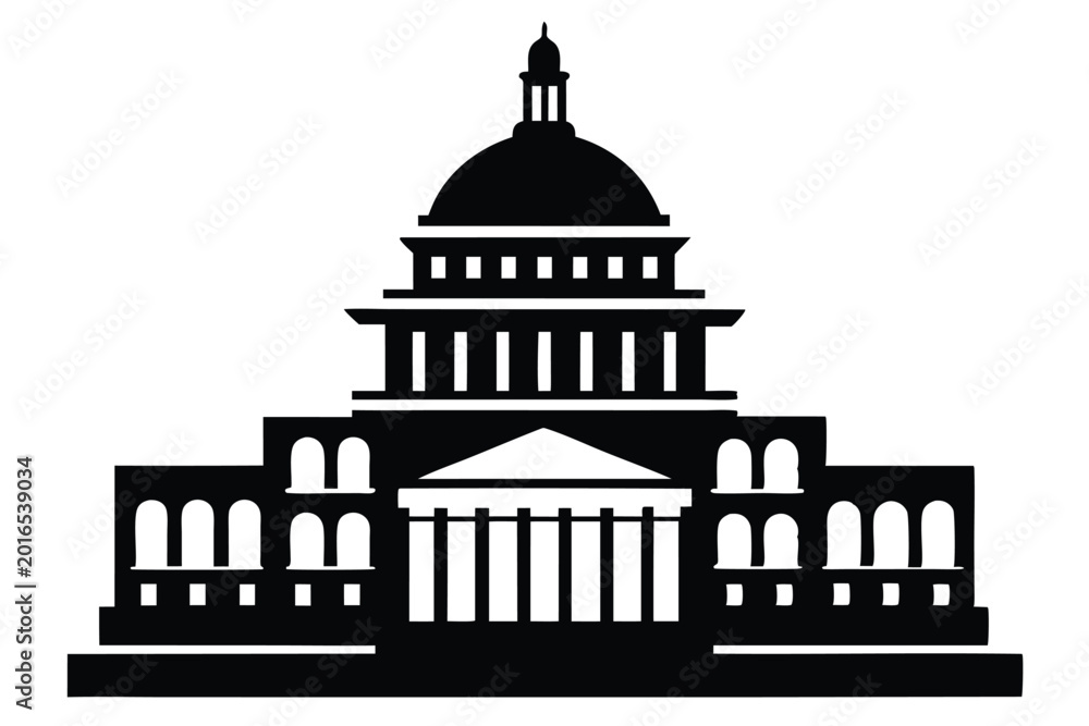 Obraz premium capitol silhouette line art vector illustration with a white background