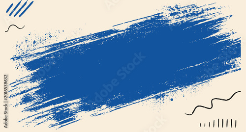 Fotografía Dynamic diagonal blue brush stroke banner background with grainy paint texture,