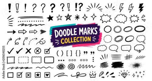 Photos Hand drawn scribble punctuation and emphasis marks collection