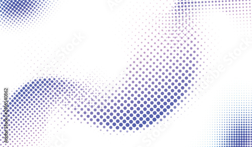 Tableau sur toile Blue purple wave curve flow abstract halftone dot background vector illustration