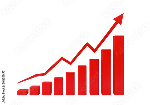 Free Download Red upward growth bar chart with increasing trend isolated on transparent background - GFXLoad