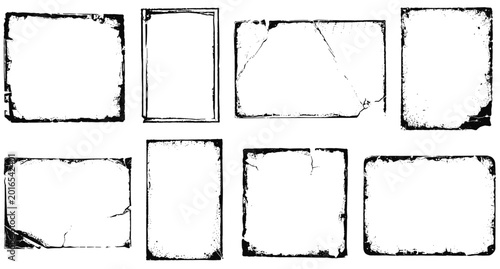 Tablou pe pânză Grunge square and rectangle frame collection with folded paper creases, distress