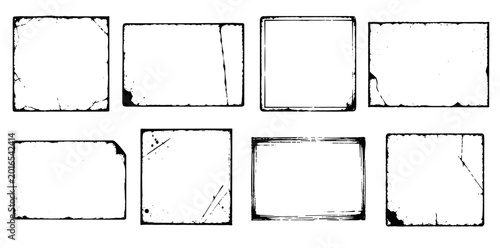 Bild auf Leinwand Vintage distressed rectangle and square borders with folded paper texture, grung