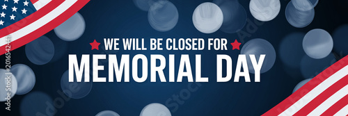 USA Memorial Day Announcement with Bokeh Background