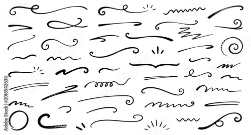 Photos Hand drawn curly swishes and swooshes vector illustration