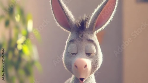 A delightful donkey portrait, radiating serenity and a touch of mischief, illuminated by soft sunlight.