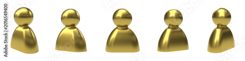 Cuadro en lienzo Vector set of golden person shown from different angles and in several positions