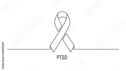 Tableau sur toile PTSD awareness ribbon symbol icon.
