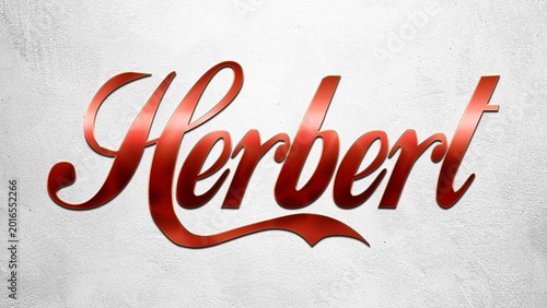 Photos Red 3D text effect of name Herbert on silver background.