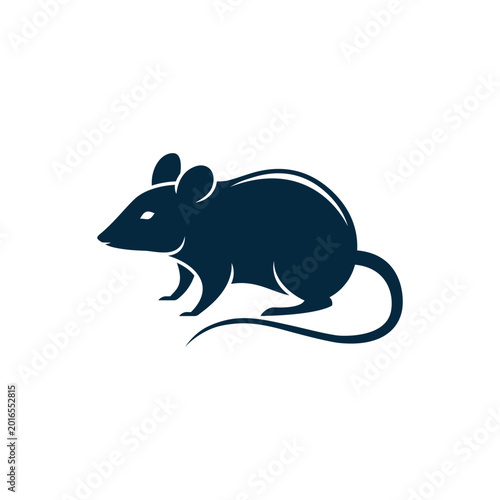 Minimalist Mouse Icon Vector. Clean dark rodent character illustration isolated on white background. Simple animal icon for nature, laboratory, or pest control design concepts.