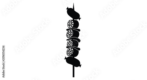 Bilde på lerret Shish Kebab Silhouette On White Background high quality